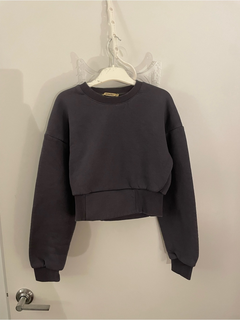 Cropped Crewneck Sweatshirt - Charcoal Grey